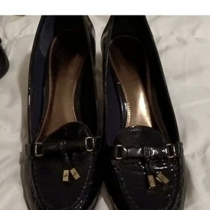 Ralph Lauren Rory Women's Size 8.5B Black Patent Leather Tassel Wedge Shoes
